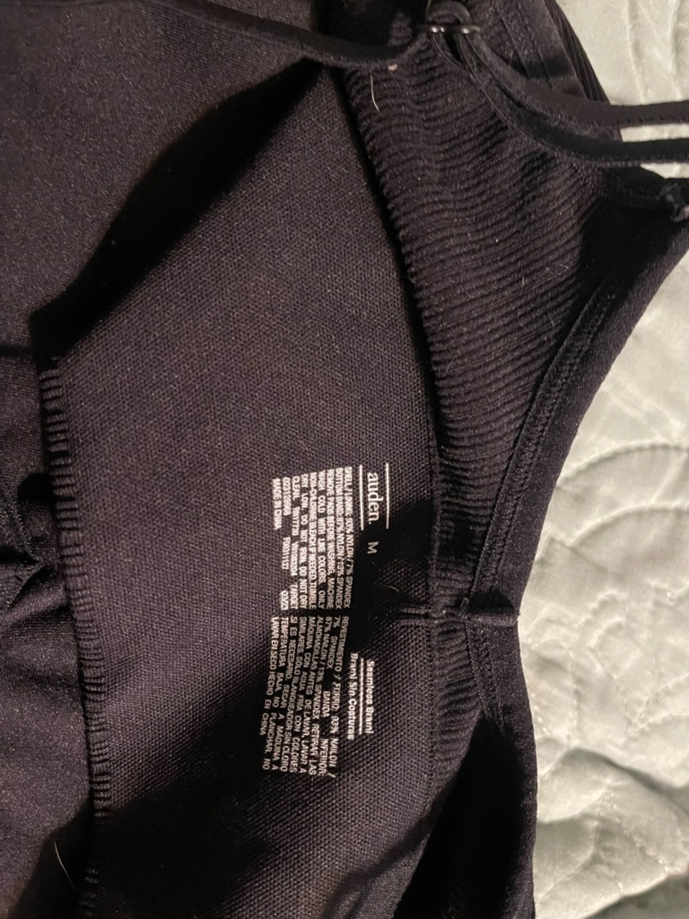 Auden Black Ribbed V-Neck Bralette with Thin Straps - Picture 2 of 2